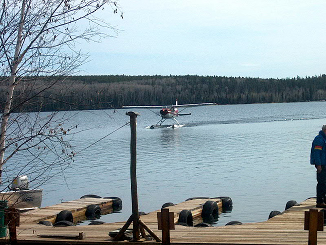 This is a photo of the floatplane coming to the docks